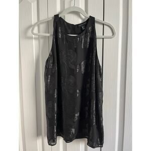 Adrienne Vittadini Textured Blouse Womens Medium Black Sleeveless Tank